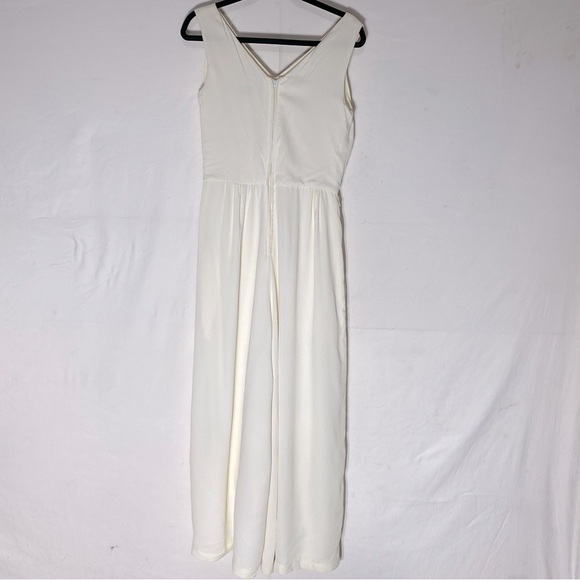 Vintage Diamond Tea Gown Cream Sleeveless Cropped Wide Leg Culotte Jumpsuit M - Picture 2 of 16